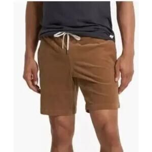 Vuori Shorts Men's Medium Optimist Corduroy 8" Inseam Elastic Waist Camel